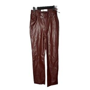 NWT Abercrombie & Fitch Pants 24 00 Womens Clay Brown Vegan Leather Cross Button